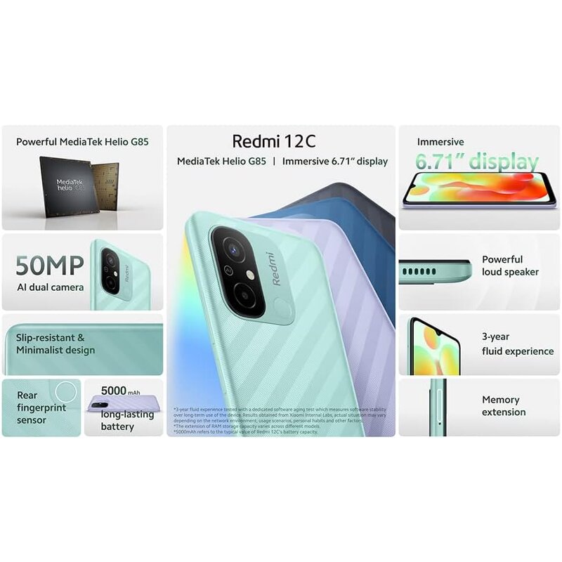 Smartphone Manufacturer - New Original Xiaomi Redmi 12C 4G 4+128GB Unlocked