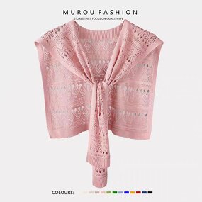 Knit Shawl Manufacturer - Korean Autumn for Female Blouse Shoulders Collar Cape Student Scarf Solid Color for Women