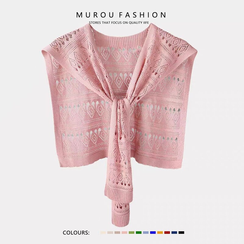 Knit Shawl Manufacturer - Korean Autumn for Female Blouse Shoulders Collar Cape Student Scarf Solid Color for Women
