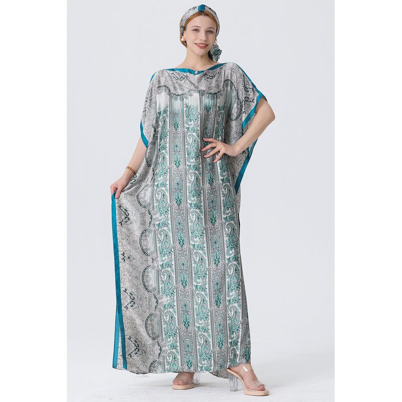 Silk Kaftan Manufacturer - Luxury Branded Polyester Hot Selling Loose Printed Muslim Long Robes Africa