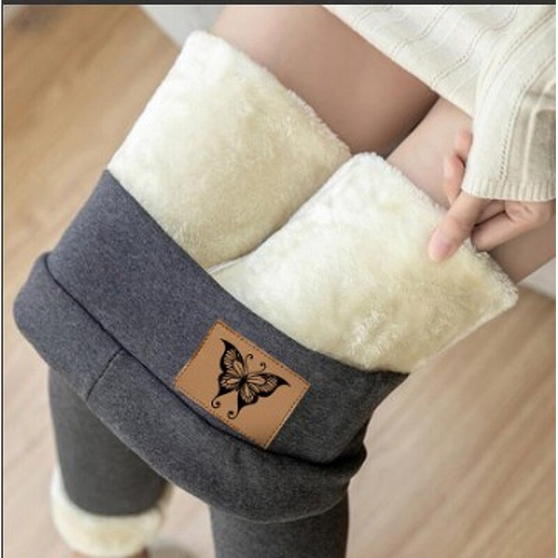 Warm Women Pants Manufacturer - Winter Skinny Thick Velvet Wool Fleece Lambskin Cashmere Skiing Leggings