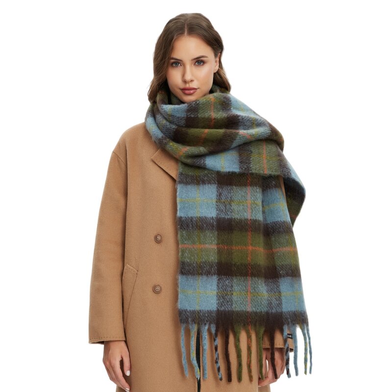 Winter Scarf Manufacturer - Wholesale New Thickened Windproof Tassel Rainbow Cashmere Female Plaid Fringe Polyester