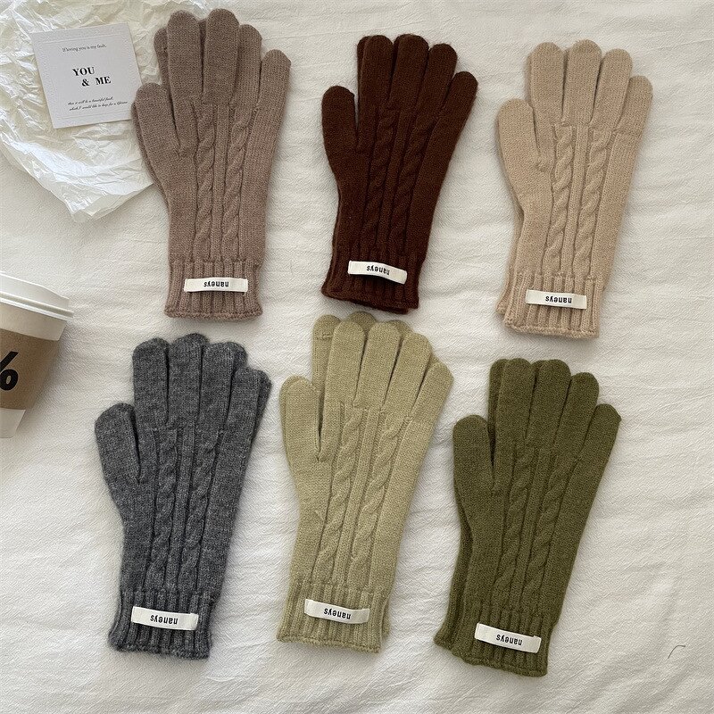 Winter Gloves Manufacturer - Korean Style Knitted Plus Velvet Thickened Student Cycling Windproof Cold-proof Touch Screen
