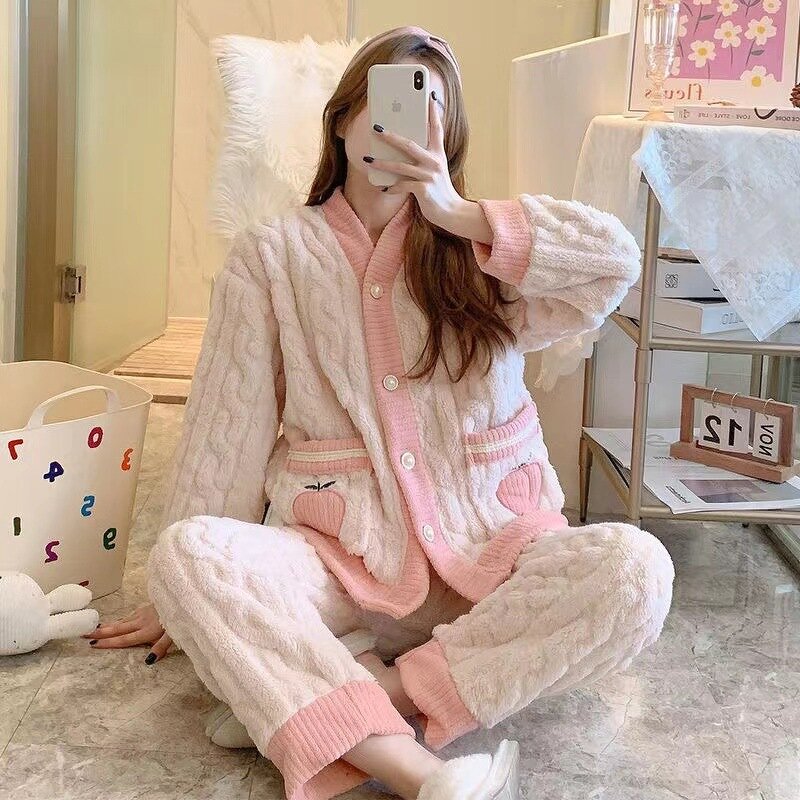 Cartoon Pajamas Suit Manufacturer - New Cute Cinnamoroll Anime Plush Homewear Nightwear Girl Winter Sleepwear