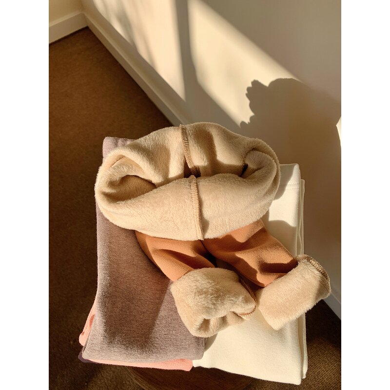 Baby Girls Leggings Manufacturer - Winter Casual Solid Candy Color Keep Warm Fleeced Comfortable for Little Girls Kids