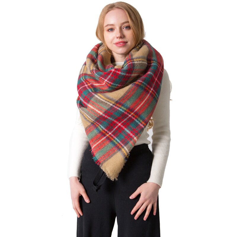 Plaid Scarf Manufacturer - American Trends Women's Fall Winter Tassel Soft Warm Blanket for Wraps