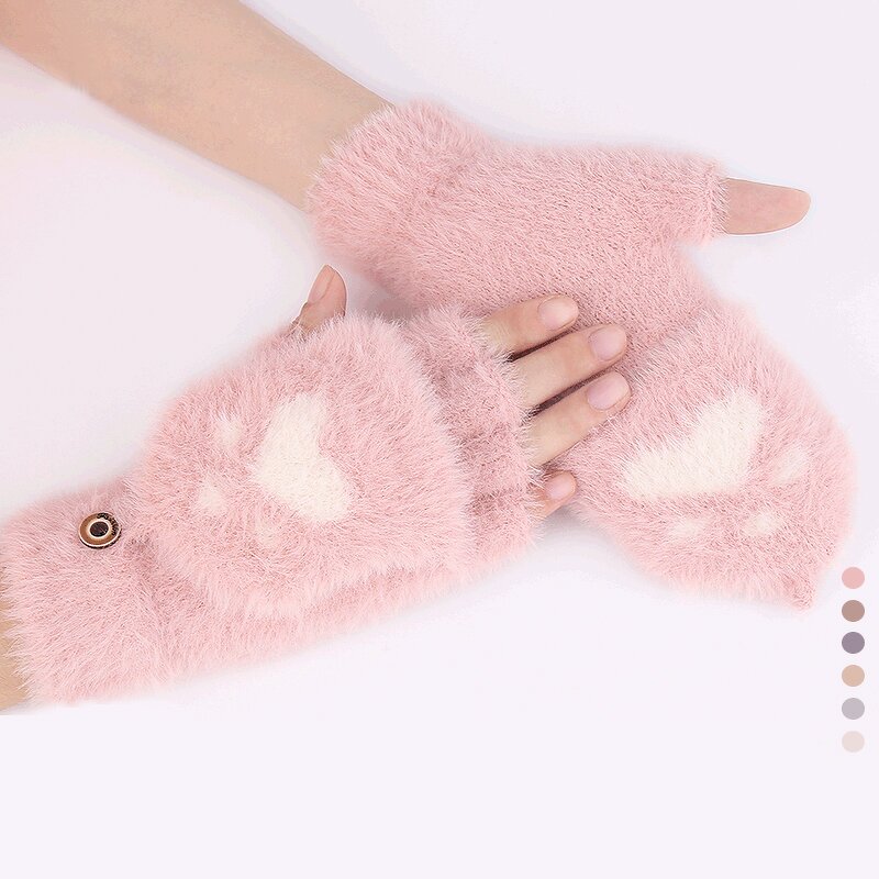 Cat Paw Mittens Manufacturer - Women Cute Claw Plush Warm Soft Plush Short Fingerless Fluffy Bear Costume Half