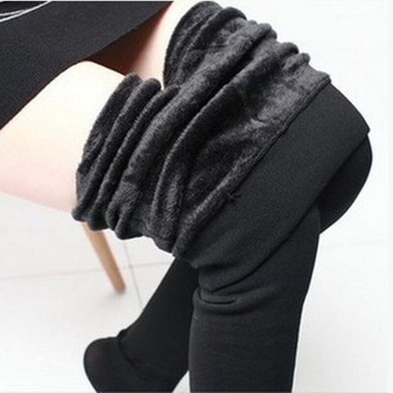 Thermal Fleece Leggings Manufacturer - Women's Pantyhose Tights Winter Warm Ladies Solid Breathable Knitted Yoga