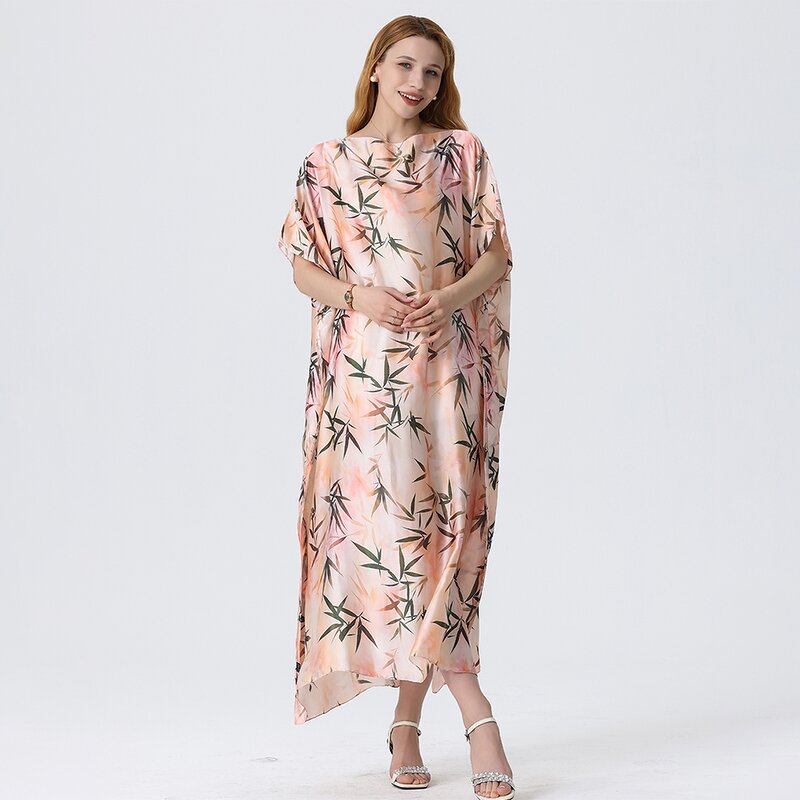 Beach Cover up Manufacturer - 2025 Women Swimsuit Sleeve Kaftan Tunic Dress Robe De Plage Print Pareo High Collar