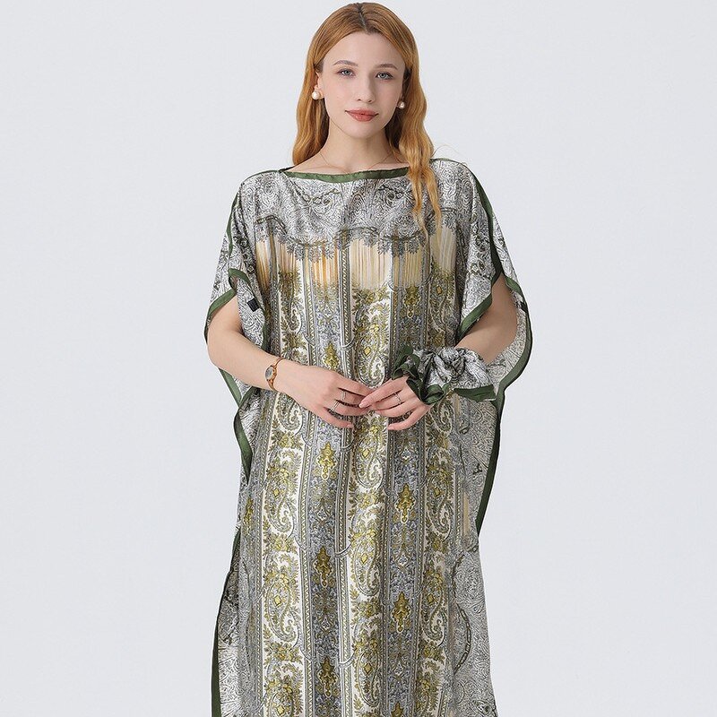 Silk Kaftan Manufacturer - Luxury Branded Polyester Hot Selling Loose Printed Muslim Long Robes Africa