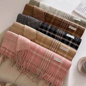Plaid Scarf Manufacturer - Korean Retro Style Long Thick Warm Camel Autumn Winter Houndstooth Pattern for Women