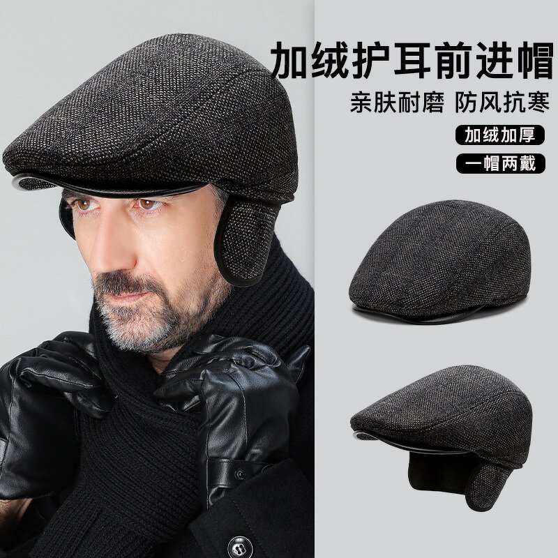 Ivy Cap Manufacturer - for Men Retractable Invisible Earflap Warm Outdoor Ear Cover Beret Flat Newsboy