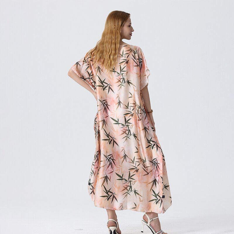 Beach Cover up Manufacturer - 2025 Women Swimsuit Sleeve Kaftan Tunic Dress Robe De Plage Print Pareo High Collar