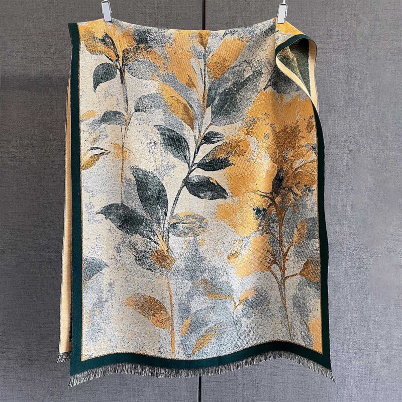 Jacquard Scarf Manufacturer - Colorful Flower Pattern Winter Thick Warm Imitatie Cashmere Oversize Double Sided