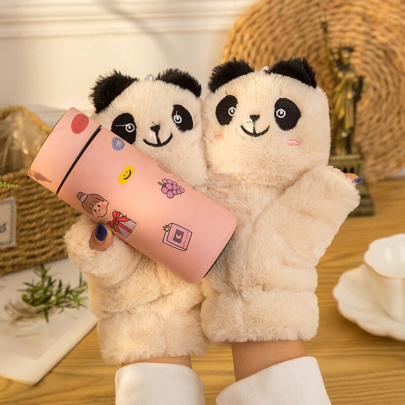 Cat Paw Fingerless Gloves Manufacturer - Cute Fluffy Claw Warm Soft Plush Half Finger for Women Winter Christmas