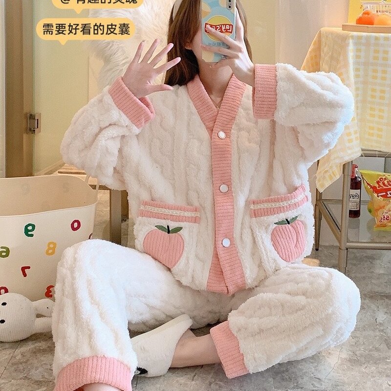 Cartoon Pajamas Suit Manufacturer - New Cute Cinnamoroll Anime Plush Homewear Nightwear Girl Winter Sleepwear