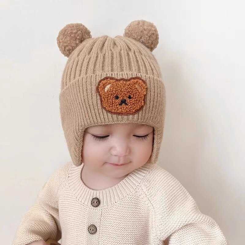 Pullover Beanie Manufacturer - Autumn Winter Cute Bear Embroidered Child Windproof Warm Soft Free Cartoon