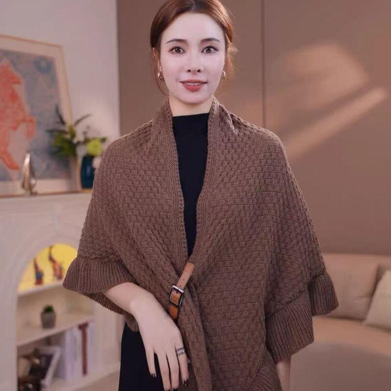 Triangle Cape Shawl Manufacturer - 2025 New Autumn Winter for Women Thick Wrap Plain Color