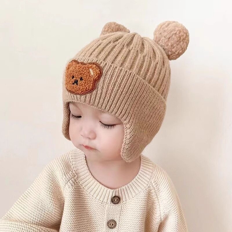 Pullover Beanie Manufacturer - Autumn Winter Cute Bear Embroidered Child Windproof Warm Soft Free Cartoon