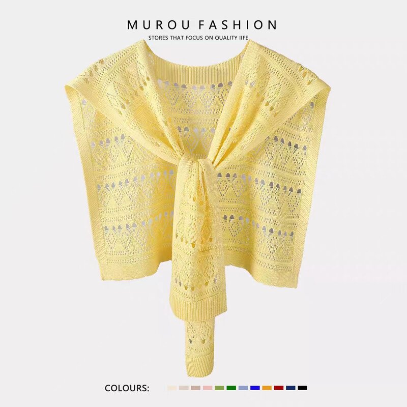 Knit Shawl Manufacturer - Korean Autumn for Female Blouse Shoulders Collar Cape Student Scarf Solid Color for Women
