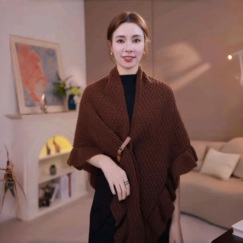 Triangle Cape Shawl Manufacturer - 2025 New Autumn Winter for Women Thick Wrap Plain Color