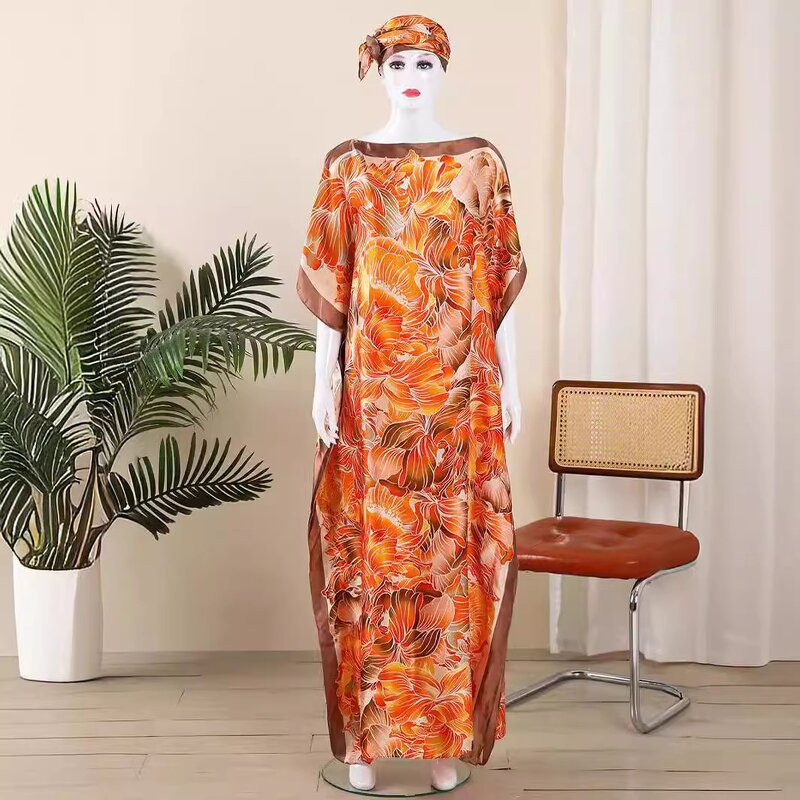 African Women Clothing Manufacturer - New Style Fashion Oversize Dubai Dashiki Abaya Free Size Print with Scarf Loose