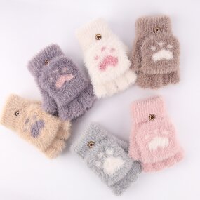 Cat Paw Mittens Manufacturer - Women Cute Claw Plush Warm Soft Plush Short Fingerless Fluffy Bear Costume Half