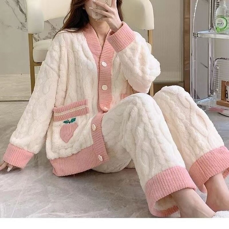 Cartoon Pajamas Suit Manufacturer - New Cute Cinnamoroll Anime Plush Homewear Nightwear Girl Winter Sleepwear