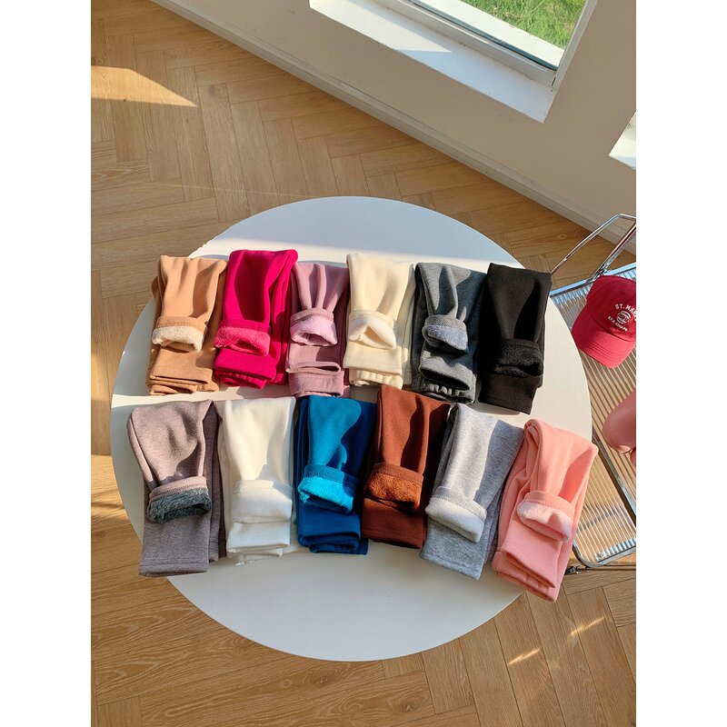 Baby Girls Leggings Manufacturer - Winter Casual Solid Candy Color Keep Warm Fleeced Comfortable for Little Girls Kids