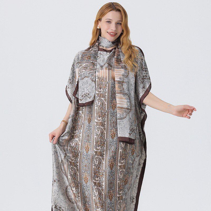 Silk Kaftan Manufacturer - Luxury Branded Polyester Hot Selling Loose Printed Muslim Long Robes Africa