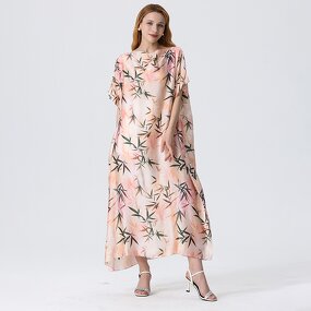 Beach Cover up Manufacturer - 2025 Women Swimsuit Sleeve Kaftan Tunic Dress Robe De Plage Print Pareo High Collar