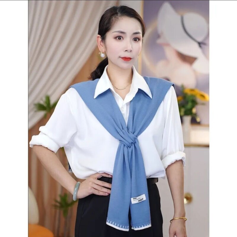 Neck Guard Scarf Manufacturer - Korean Summer Air Conditioning Collar Female Knit Thin Autumn Knotted Cape for Women
