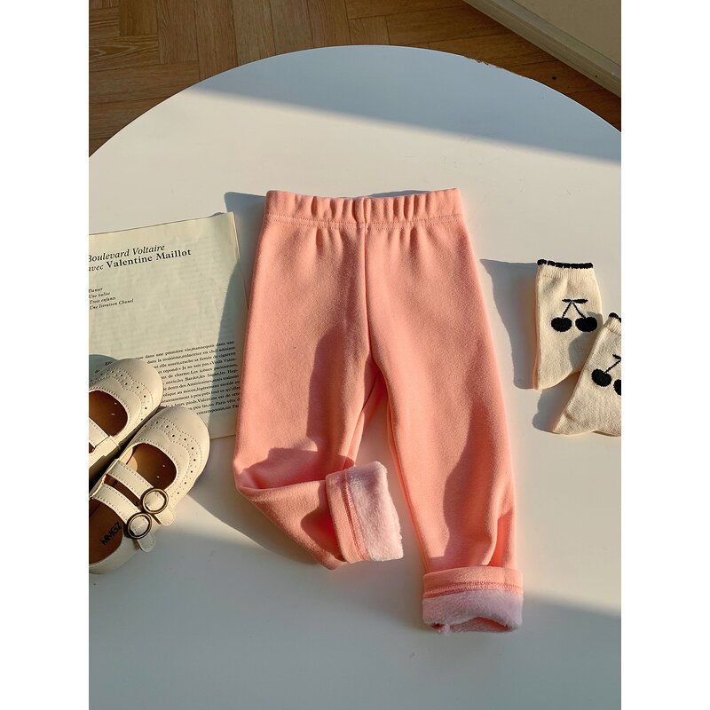 Baby Girls Leggings Manufacturer - Winter Casual Solid Candy Color Keep Warm Fleeced Comfortable for Little Girls Kids