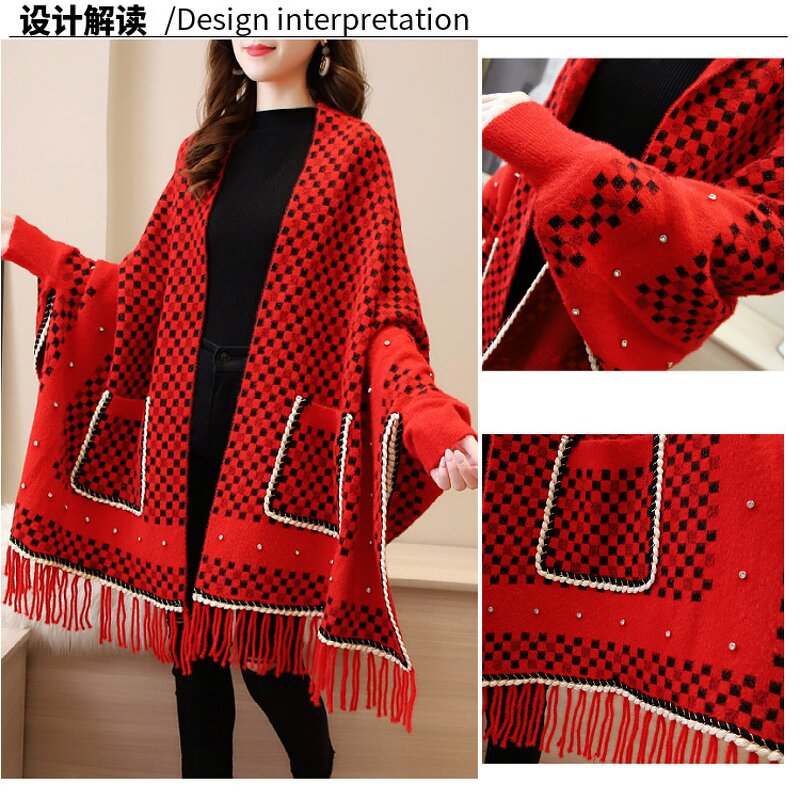 Cashmere Poncho Manufacturer - Classic Winter Warm Travel Shawls Oversize Floral Pattern Cloak Ladies Double Side