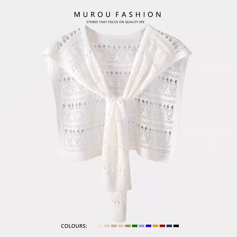 Knit Shawl Manufacturer - Korean Autumn for Female Blouse Shoulders Collar Cape Student Scarf Solid Color for Women