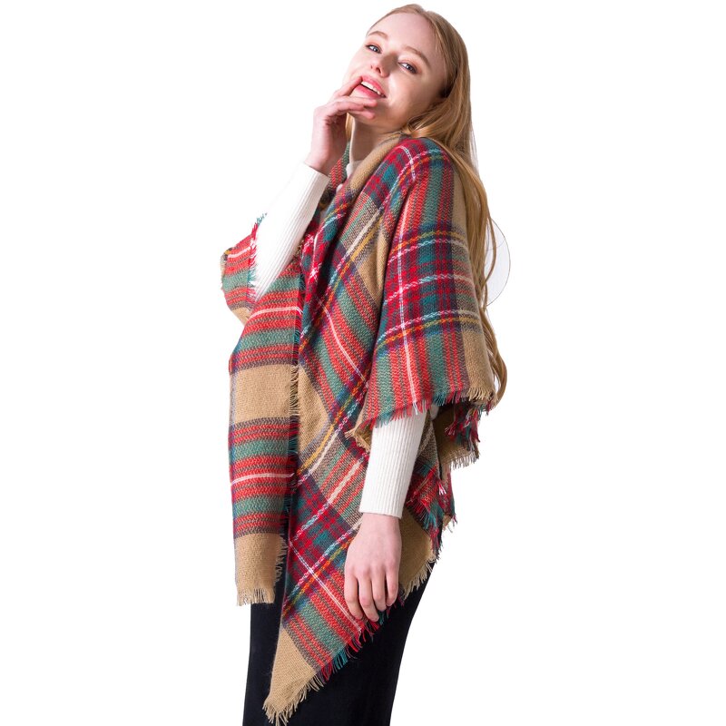 Plaid Scarf Manufacturer - American Trends Women's Fall Winter Tassel Soft Warm Blanket for Wraps