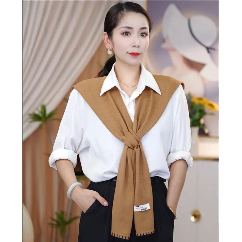 Neck Guard Scarf Manufacturer - Korean Summer Air Conditioning Collar Female Knit Thin Autumn Knotted Cape for Women