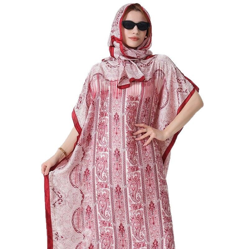 Silk Kaftan Manufacturer - Luxury Branded Polyester Hot Selling Loose Printed Muslim Long Robes Africa