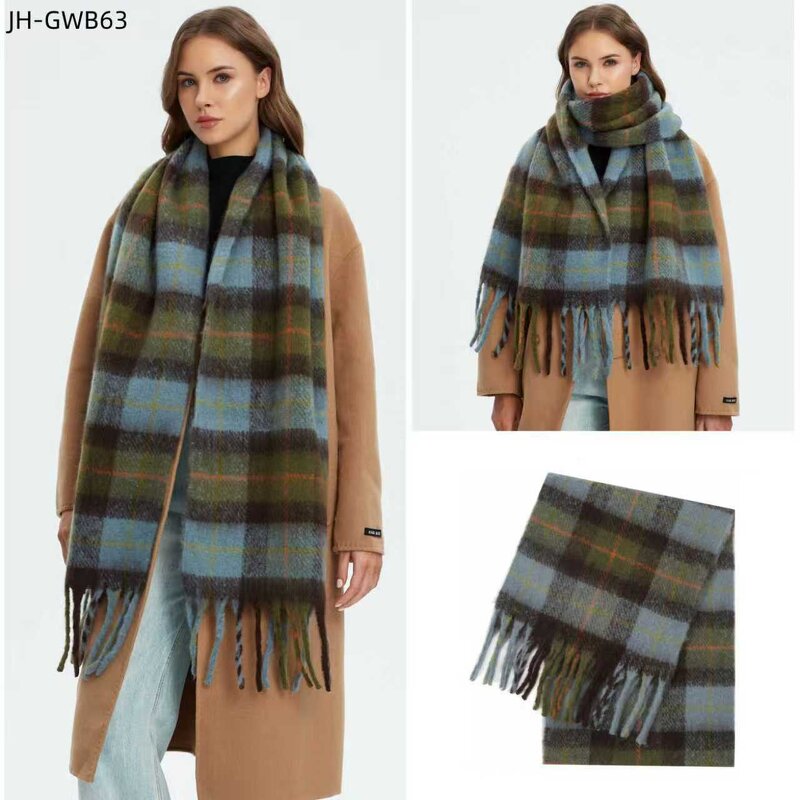 Winter Scarf Manufacturer - Wholesale New Thickened Windproof Tassel Rainbow Cashmere Female Plaid Fringe Polyester