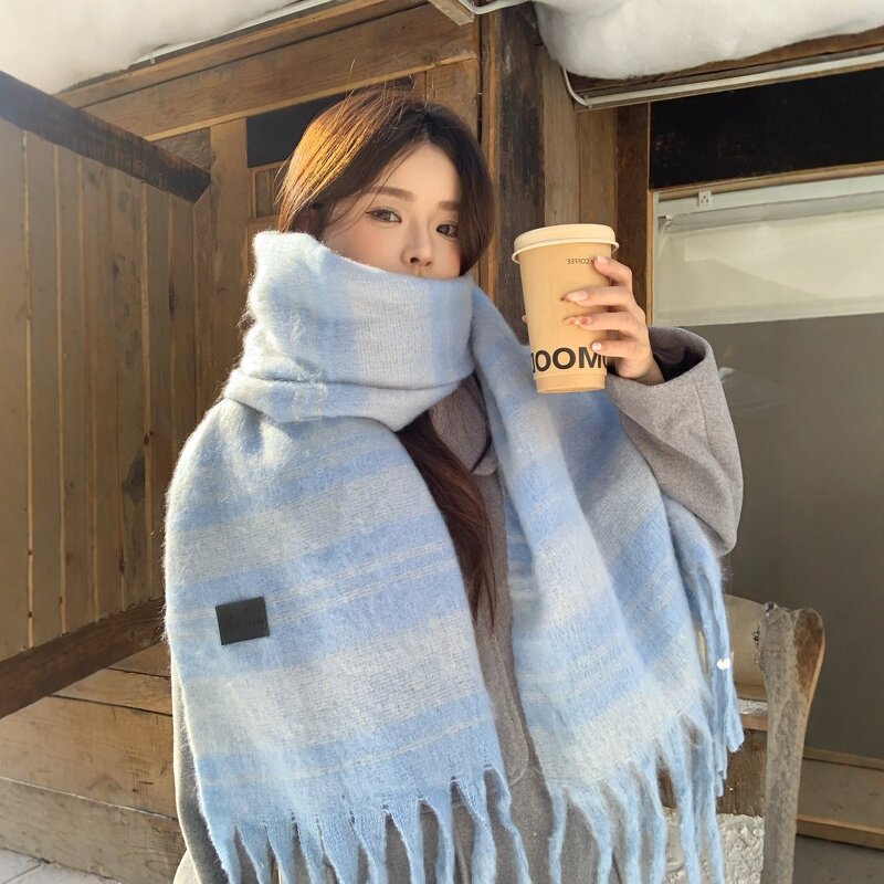 Cashmere Plush Scarf Manufacturer - New Imitatie Ladies Winter Warm Oversized Windproof Outdoor Plaid Tassel Soft