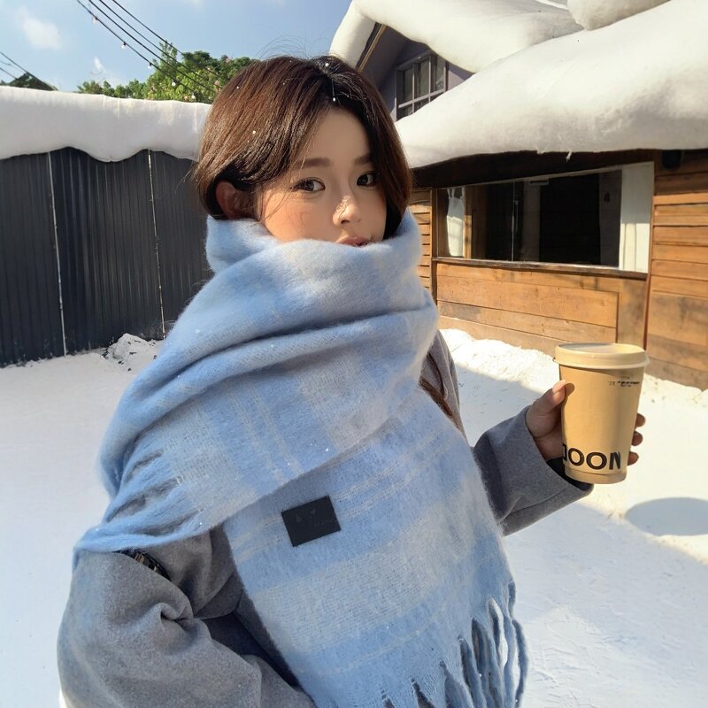 Cashmere Plush Scarf Manufacturer - New Imitatie Ladies Winter Warm Oversized Windproof Outdoor Plaid Tassel Soft