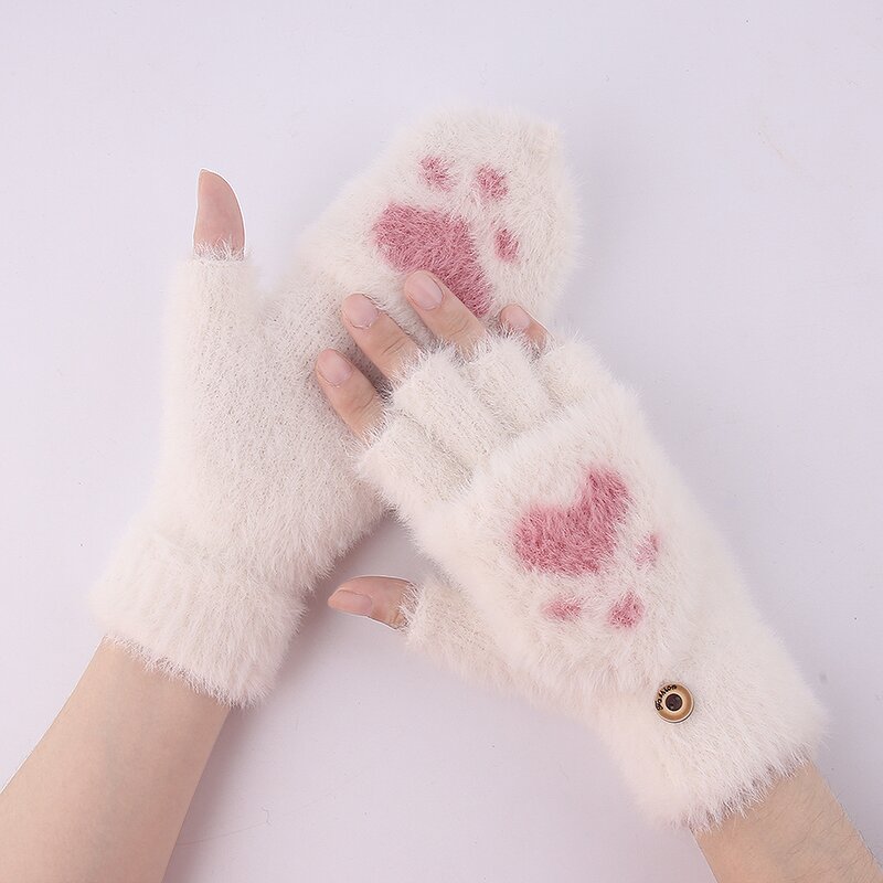 Cat Paw Mittens Manufacturer - Women Cute Claw Plush Warm Soft Plush Short Fingerless Fluffy Bear Costume Half