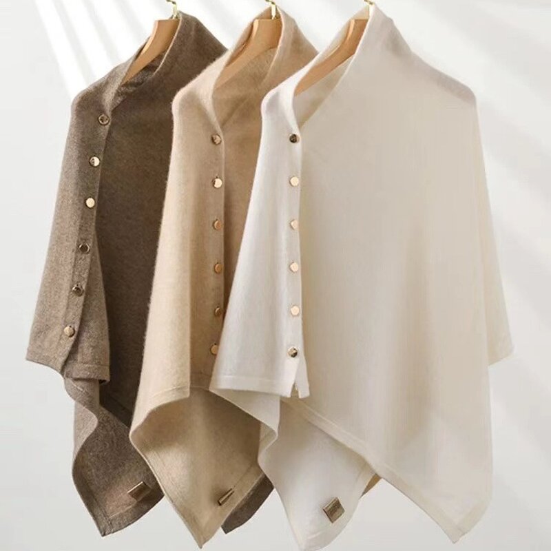 Wool Shawl Manufacturer - 2025 New 100% for Women Winter Autumn Fashion Versatile Diagonal Buckle Loose High-end