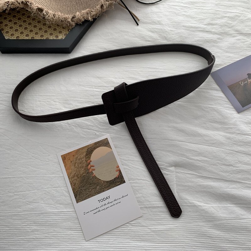 Women's Belt Manufacturer - Wide Big Long Fashion Simple Cummerbunds Black PU Leather for Dresses Coat