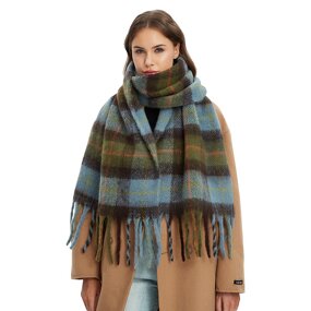 Winter Scarf Manufacturer - Wholesale New Thickened Windproof Tassel Rainbow Cashmere Female Plaid Fringe Polyester