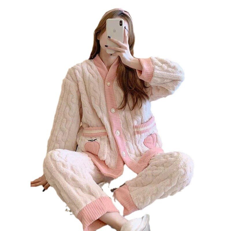 Cartoon Pajamas Suit Manufacturer - New Cute Cinnamoroll Anime Plush Homewear Nightwear Girl Winter Sleepwear