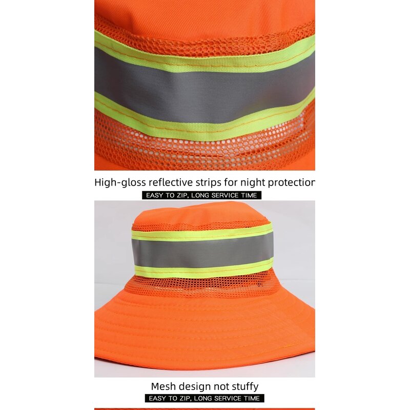 Safety Hat Manufacturer - Polyester Orange Reflective High Visibility Cap Unisex Sun Resistant