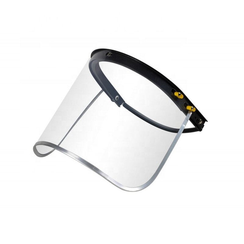 Face Shield Manufacturer - Safety PVC PC Yellow Full Visor with Headgear Aluminum