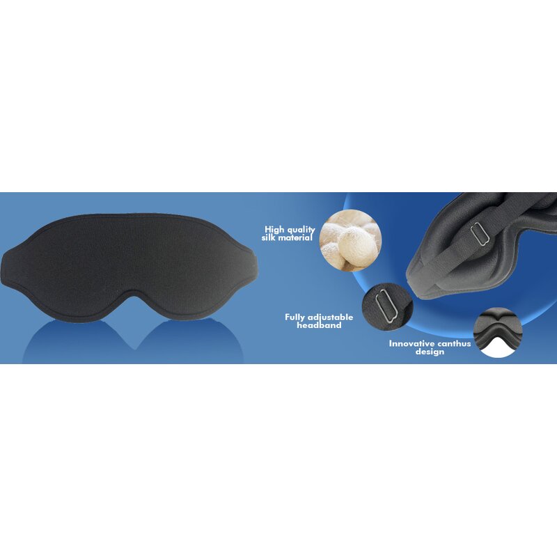 Sleep Mask Manufacturer - 100% Light Blocking Adjustable Strap 3D Contoured Cup