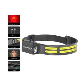 Headlamp Manufacturer - Lightweight Durable COB with Side Red Warning Light for Running
